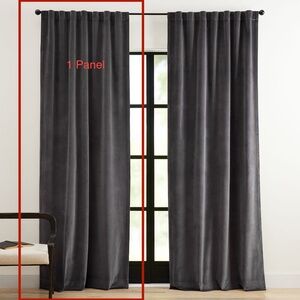 Pottery Barn Velvet Twill Blackout Curtain Panel - 50” W x 108” H Washed Black